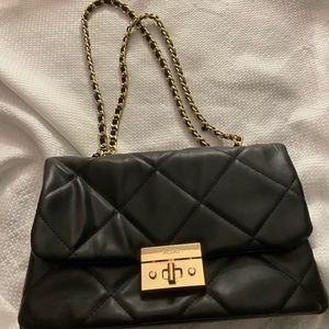 Aldo. Black quilted bag with gold chain medium shoulder bag.